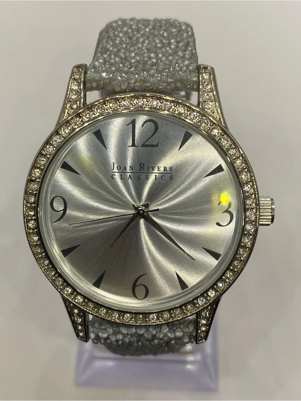 Men’s * Joan Rivers   *** Silver Tone Crystal Bezel ^^^ Iced *** Slate Grey ^^^